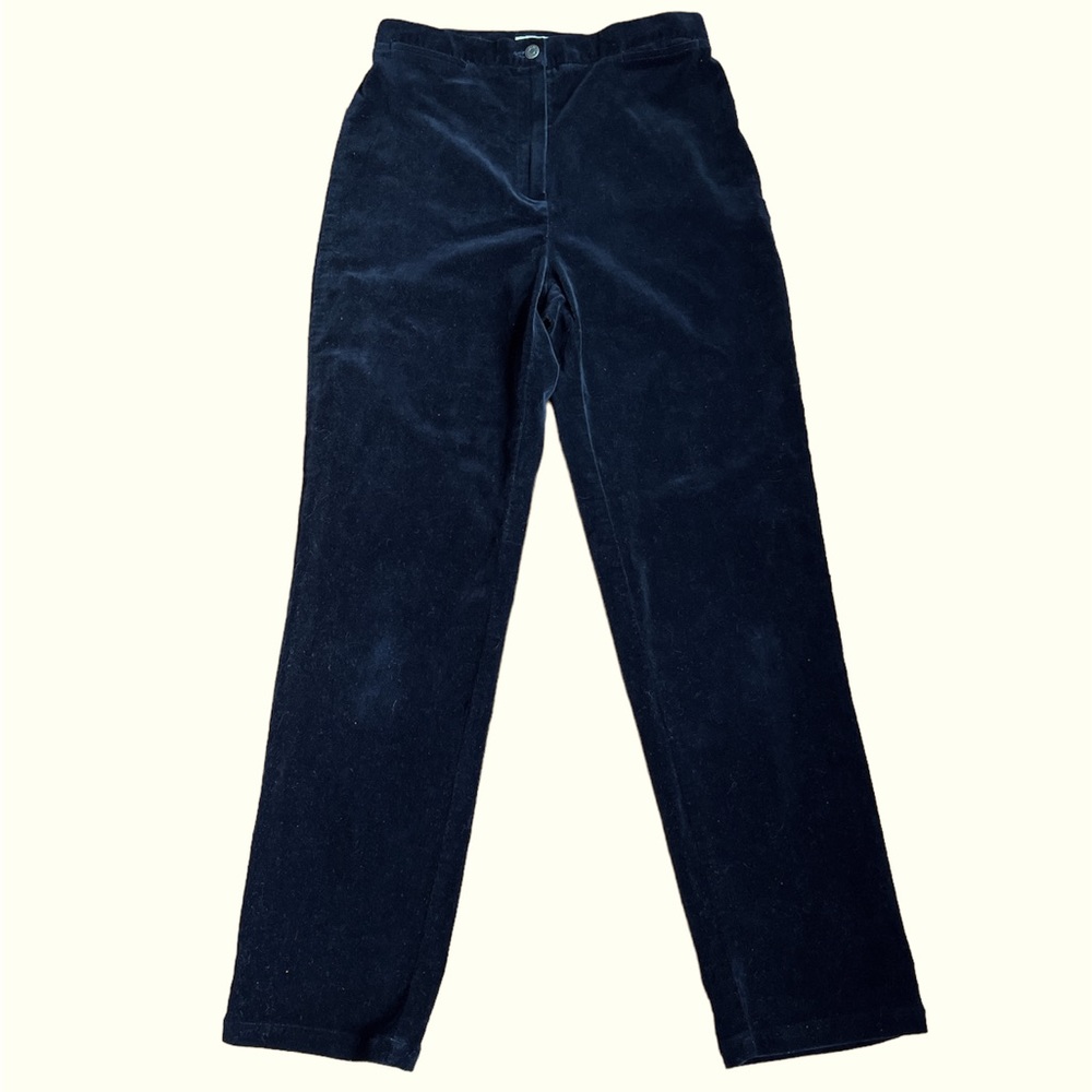 Jones New York velvet pants straight leg black size 6 90s cotton quiet luxury